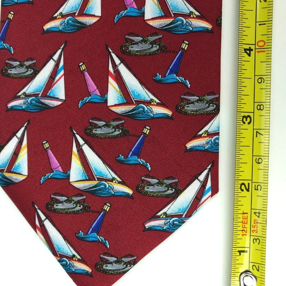 Utopia Men's Tie Handmade Red Sailboat Boat Ocean Nautical Novelty Necktie 56
